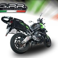 Scarico compatibile con Kawasaki Versys 650 2006-2014, Furore Nero, Scarico omologato, silenziatore con db killer estraibile e raccordo specifico