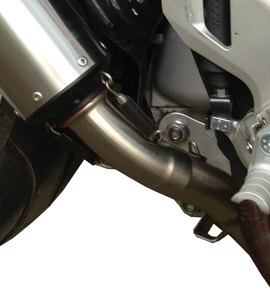 Exhaust system compatible with Honda Vfr 1200 F I.E. 2010-2016, Trioval, Homologated legal slip-on exhaust including removable db killer and link pipe 