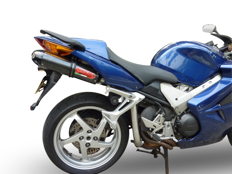 Scarico compatibile con Honda Vfr 800 V-Tec 2002-2013, Gpe Ann. Poppy, Coppia di terminali di scarico omologati, forniti con db killer removibili e raccordi specifici