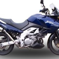 Scarico compatibile con Suzuki V-Strom Dl 1000 2002-2013, Gpe Ann. titanium, Coppia di terminali di scarico omologati, forniti con db killer removibili e raccordi specifici