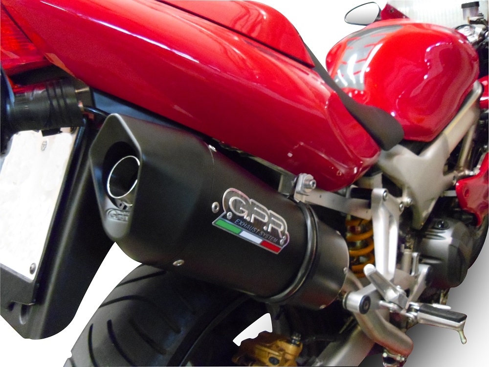 Exhaust compatible with Honda Vtr 1000 F Firestorm 1997-2007, Furore Nero, Dual Homologated legal slip-on exhaust including removable db killers and link pipes 