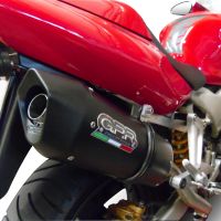 Exhaust compatible with Honda Vtr 1000 F Firestorm 1997-2007, Furore Nero, Dual Homologated legal slip-on exhaust including removable db killers and link pipes 