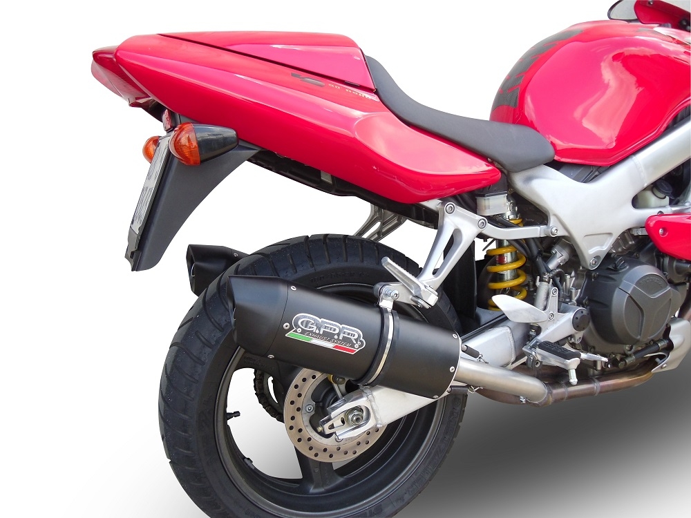 Exhaust compatible with Honda Vtr 1000 F Firestorm 1997-2007, Furore Poppy, Dual Homologated legal slip-on exhaust including removable db killers and link pipes 