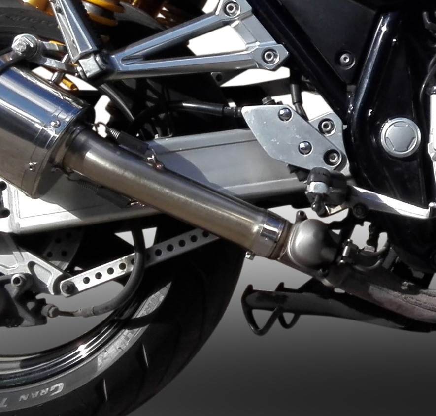 Scarico compatibile con Yamaha Xjr 1300 2007-2017, Trioval, Scarico omologato, silenziatore con db killer estraibile e raccordo specifico