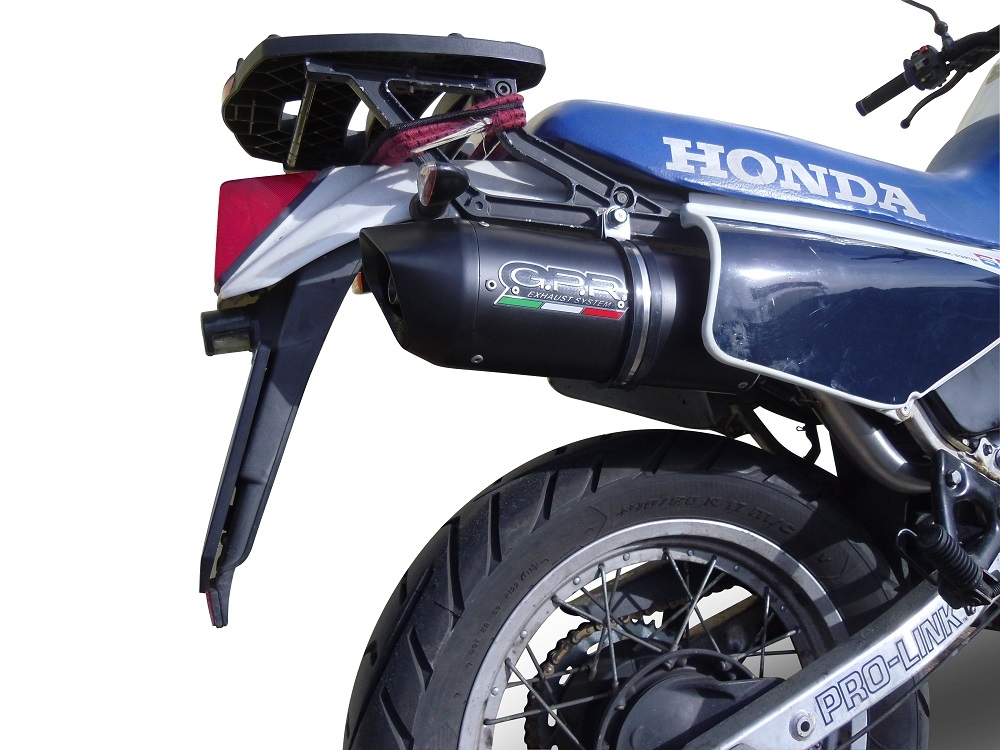 Scarico compatibile con Honda Xl 600 Lm-Rm 1985-1989, Furore Nero, Scarico omologato, silenziatore con db killer estraibile e raccordo specifico
