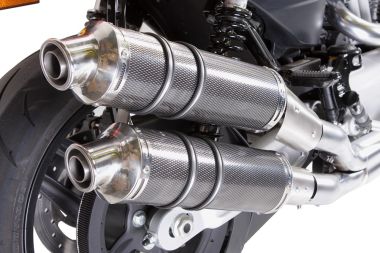 Exhaust system compatible with Harley Davidson Xr 1200 2008-2012, Poppy Tondo, Dual Homologated legal slip-on exhaust including removable db killers and link pipes 