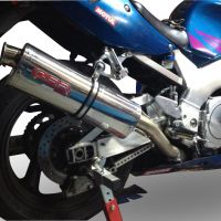 Scarico compatibile con Yamaha Yzf 750 1993-1998, Trioval, Scarico omologato, silenziatore con db killer estraibile e raccordo specifico