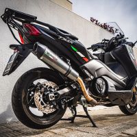 Scarico compatibile con Yamaha T-Max 530 2012-2016, Gpe Ann. Poppy, Scarico completo omologato,fornito con db killer estraibile,catalizzatore e collettore