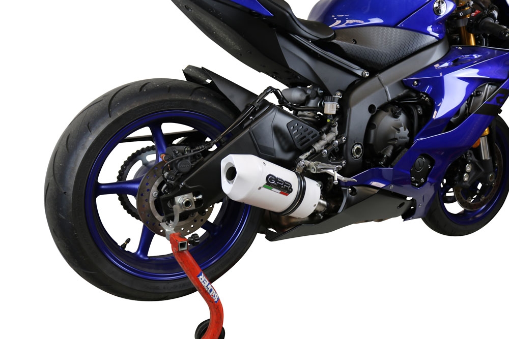 Scarico compatibile con Yamaha Yzf R6 2017-2025, Albus Evo4, Scarico omologato, silenziatore con db killer estraibile e raccordo specifico