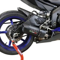 Scarico compatibile con Yamaha Yzf R6 2017-2025, Furore Evo4 Nero, Scarico omologato, silenziatore con db killer estraibile e raccordo specifico