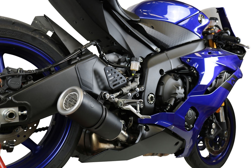 Scarico compatibile con Yamaha Yzf R6 2017-2025, M3 Black Titanium, Scarico omologato, silenziatore con db killer estraibile e raccordo specifico