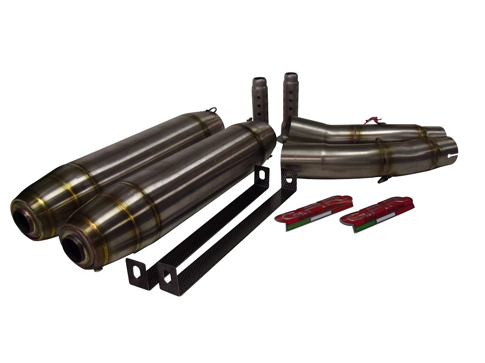 Exhaust compatible with Yamaha Yzf 1000 R1 2004-2006, Deeptone Inox, Dual Homologated legal slip-on exhaust including removable db killers and link pipes 