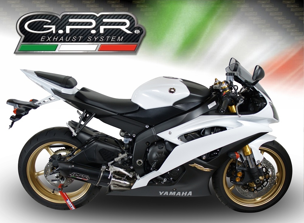Scarico compatibile con Yamaha Yzf R6 2006-2020, Furore Nero, Scarico omologato, silenziatore con db killer estraibile e raccordo specifico