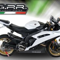 Scarico compatibile con Yamaha Yzf R6 2006-2020, Furore Nero, Scarico omologato, silenziatore con db killer estraibile e raccordo specifico