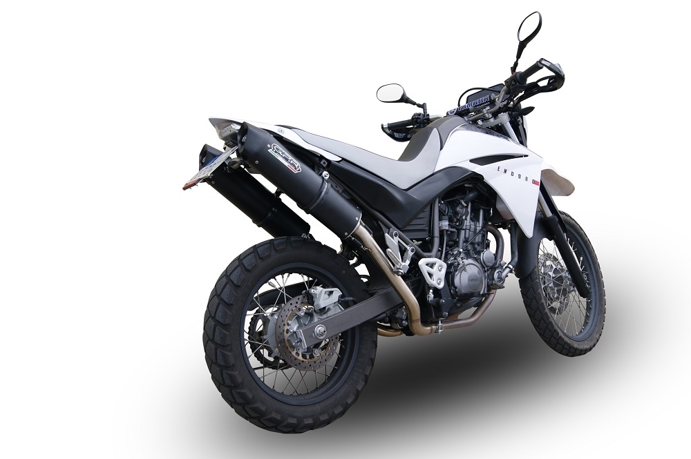 Scarico compatibile con Yamaha Xt 660 X-R 2004-2014, Furore Nero, Coppia di terminali di scarico omologati, forniti con db killer removibili e raccordi specifici