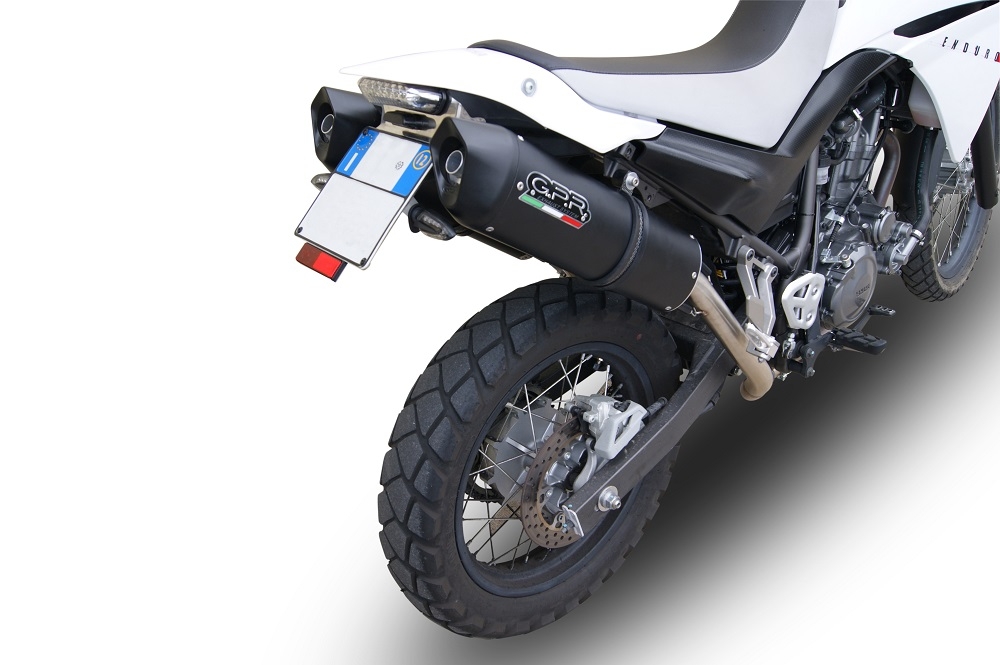 Scarico compatibile con Yamaha Xt 660 X-R 2004-2014, Furore Nero, Coppia di terminali di scarico omologati, forniti con db killer removibili e raccordi specifici