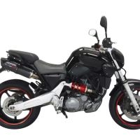 Scarico compatibile con Yamaha MT03 660 2006-2013, Furore Nero, Coppia di terminali di scarico omologati, forniti con db killer removibile, catalizzatori e raccordi specifici