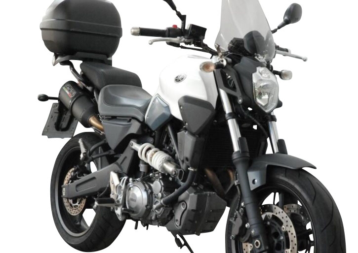 Scarico compatibile con Yamaha MT03 660 2006-2013, Furore Nero, Coppia di terminali di scarico omologati, forniti con db killer removibile, catalizzatori e raccordi specifici
