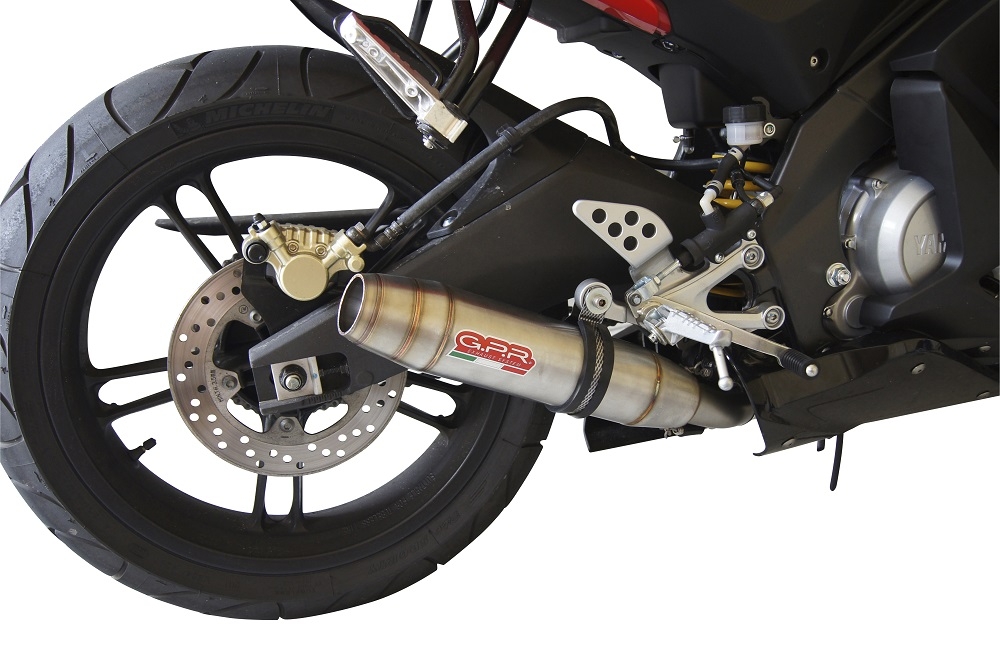 Scarico compatibile con Yamaha Yzf-R 125 2008-2013, Deeptone Inox, Scarico completo omologato,fornito con db killer estraibile e collettore