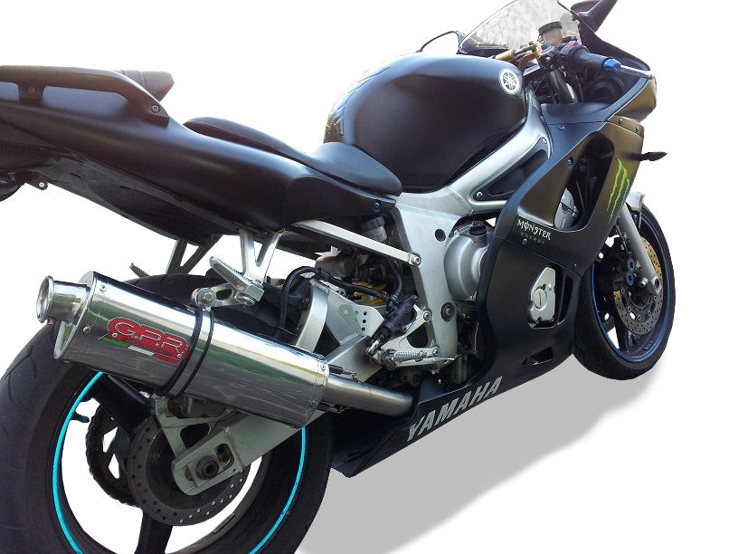 Scarico compatibile con Yamaha Yzf R6 1999-2002, Trioval, Scarico omologato, silenziatore con db killer estraibile e raccordo specifico