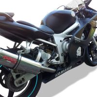 Scarico compatibile con Yamaha Yzf R6 1999-2002, Trioval, Scarico omologato, silenziatore con db killer estraibile e raccordo specifico