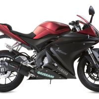 Exhaust compatible with Yamaha Yzf-R 125 2017-2018, Furore Evo4 Nero, Homologated legal full system exhaust, including removable db killer and catalyst 
