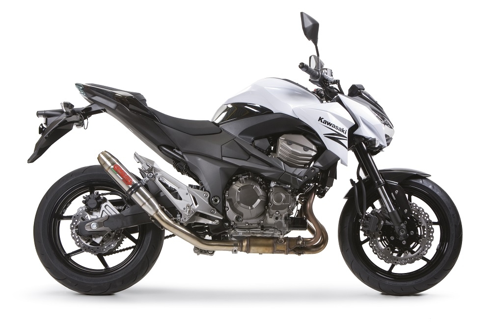 Scarico compatibile con Kawasaki Z 800 E 2009-2016, Deeptone Inox, Scarico omologato, silenziatore con db killer estraibile e raccordo specifico