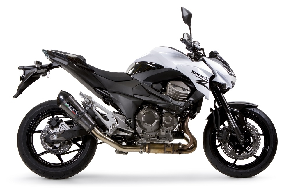 Scarico compatibile con Kawasaki Z 800 2009-2016, Gpe Ann. Poppy, Scarico omologato, silenziatore con db killer estraibile e raccordo specifico