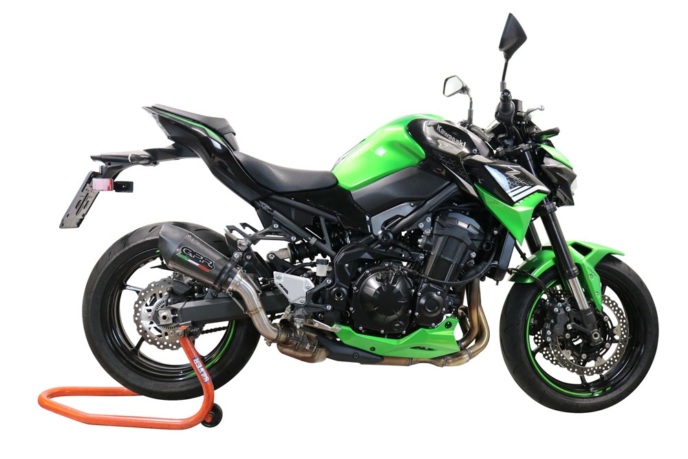 Scarico compatibile con Kawasaki Z 900 E 2017-2020, Gpe Ann. Poppy, Scarico omologato, silenziatore con db killer estraibile e raccordo specifico