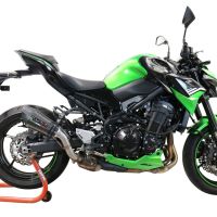 Scarico compatibile con Kawasaki Z 900 E 2017-2020, Gpe Ann. Poppy, Scarico omologato, silenziatore con db killer estraibile e raccordo specifico