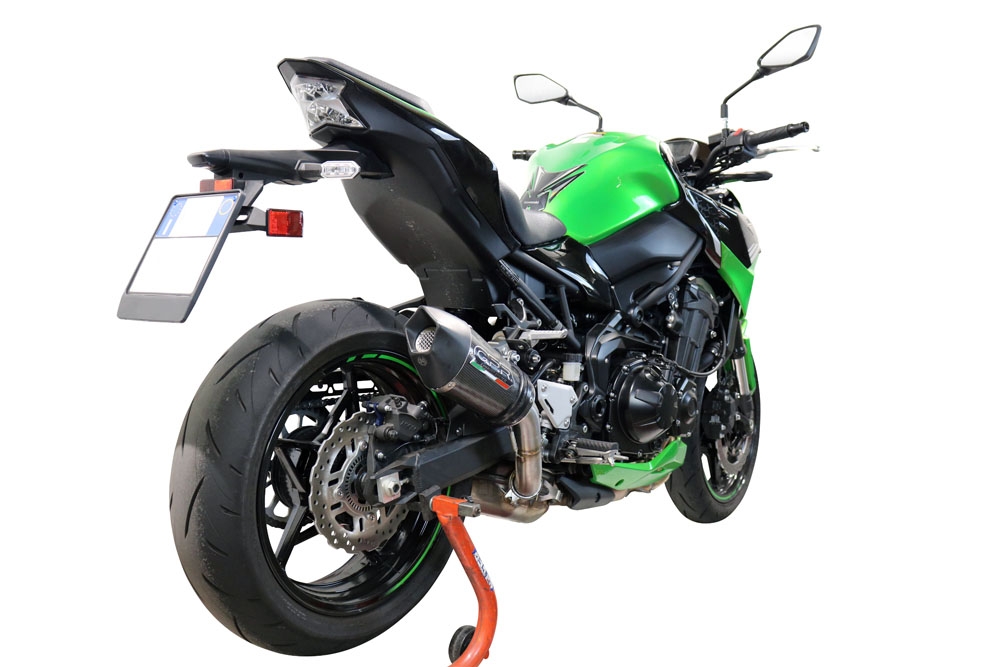 Scarico compatibile con Kawasaki Z 900 E 2017-2020, Gpe Ann. Poppy, Scarico omologato, silenziatore con db killer estraibile e raccordo specifico