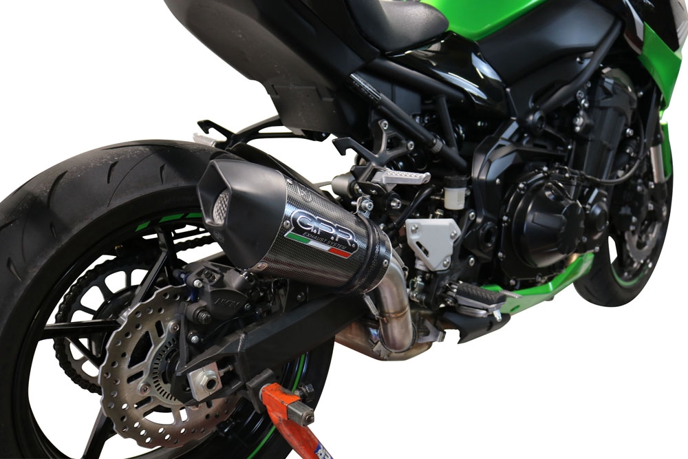 Scarico compatibile con Kawasaki Z 900 E 2017-2020, Gpe Ann. Poppy, Scarico omologato, silenziatore con db killer estraibile e raccordo specifico