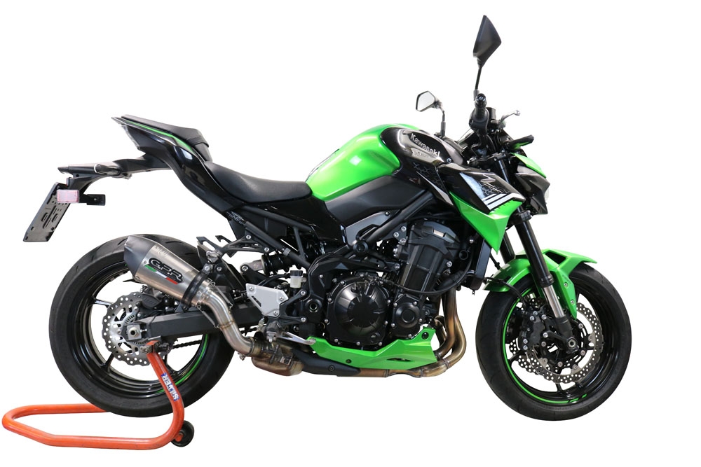Scarico compatibile con Kawasaki Z 900 2021-2024, Gpe Ann. titanium, Scarico omologato, silenziatore con db killer estraibile e raccordo specifico