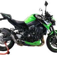 Exhaust system compatible with Kawasaki Z 900 2020-2020, M3 Black Titanium, Homologated legal slip-on exhaust including removable db killer and link pipe 