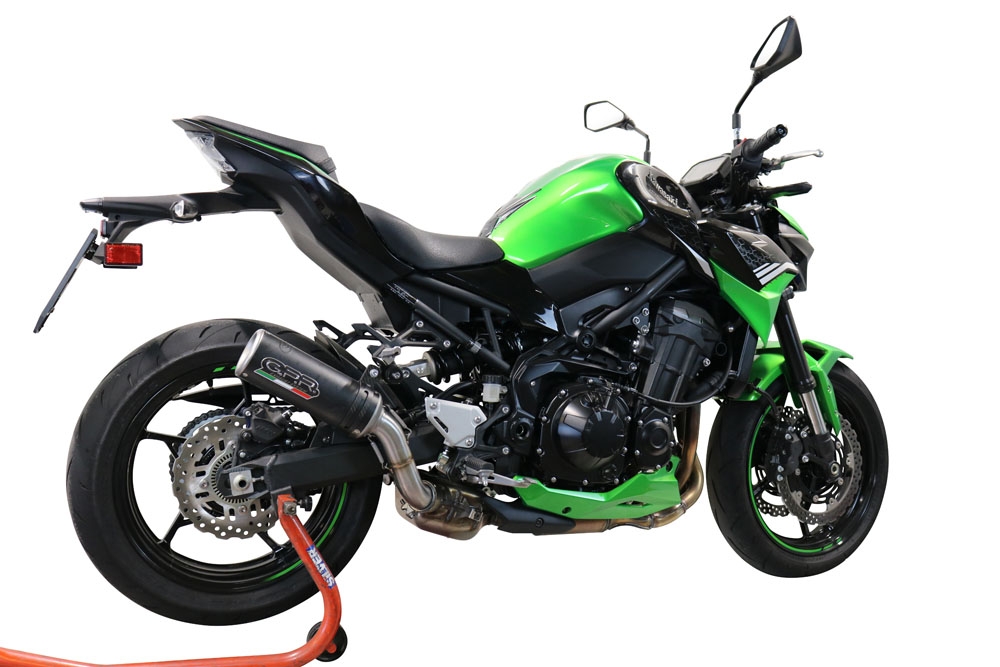 Exhaust system compatible with Kawasaki Z 900 2021-2024, M3 Black Titanium, Homologated legal slip-on exhaust including removable db killer and link pipe 