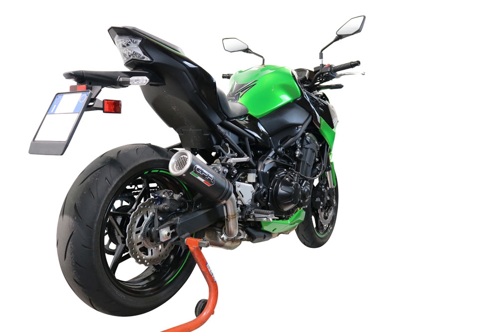 Exhaust system compatible with Kawasaki Z 900 2020-2020, M3 Black Titanium, Homologated legal slip-on exhaust including removable db killer and link pipe 