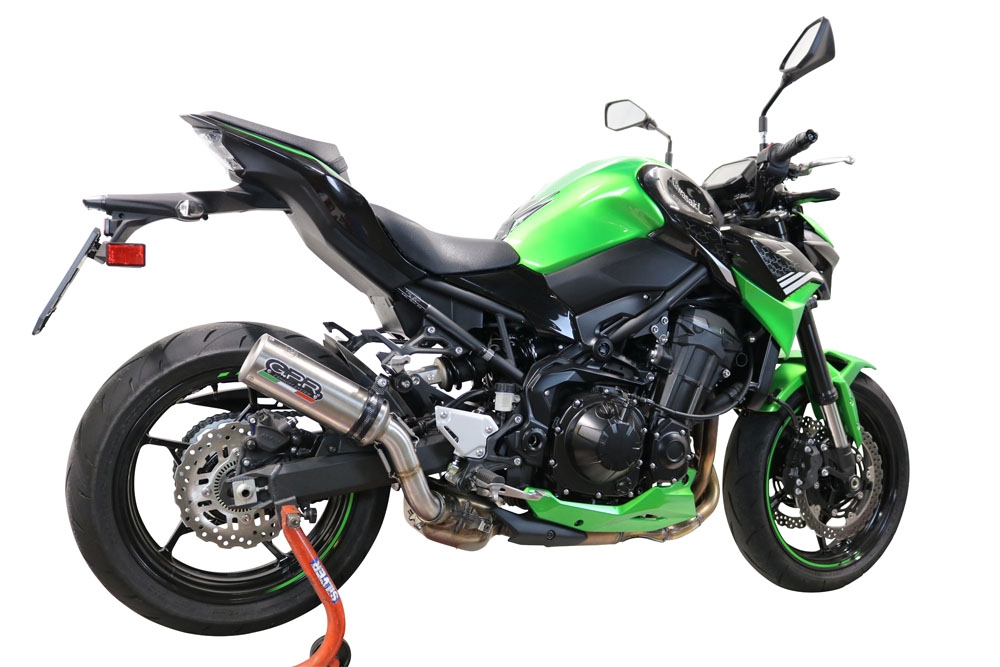 Exhaust system compatible with Kawasaki Z 900 2020-2020, M3 Inox , Homologated legal slip-on exhaust including removable db killer and link pipe 