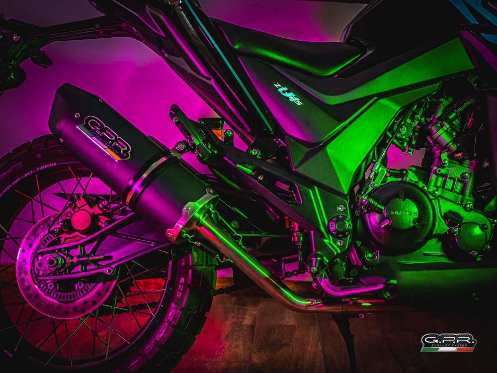 Exhaust compatible with Zontes Zt 125 G1 - U - U1 - Z2 2020-2024, Furore Evo4 Nero, Homologated legal full system exhaust, including removable db killer and catalyst 