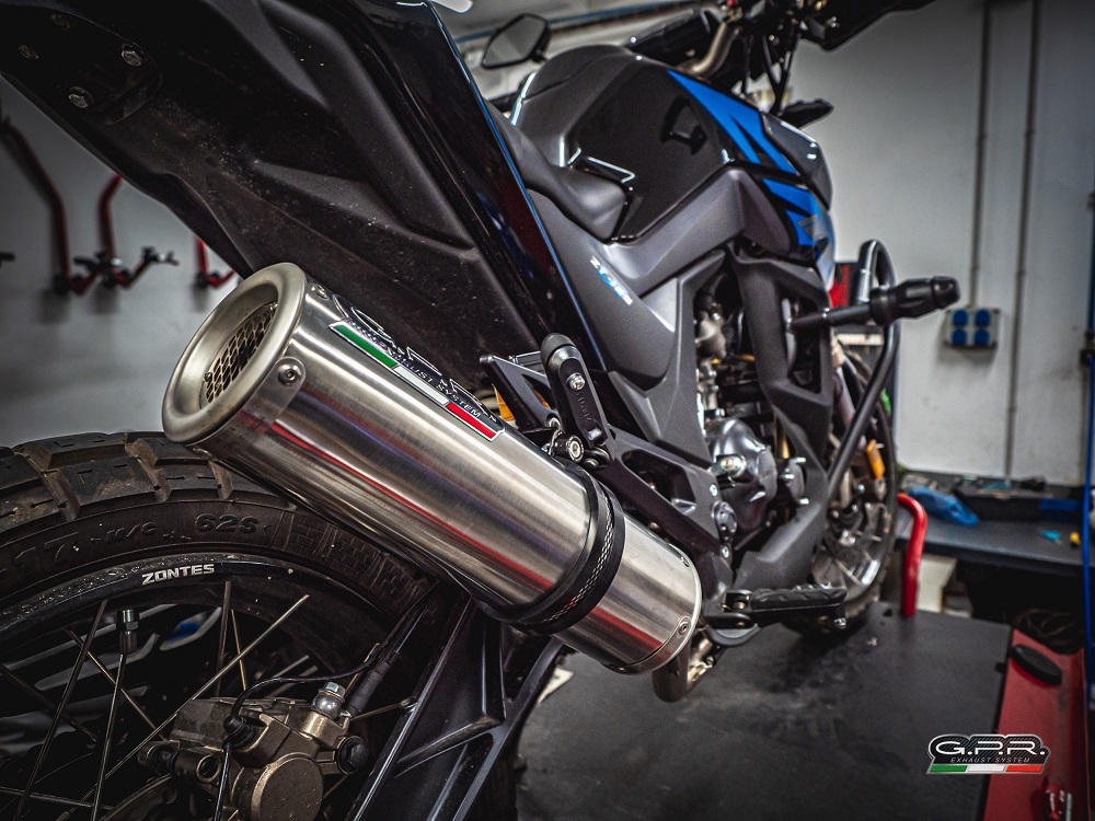 Exhaust compatible with Zontes Zt 125 G1 - U - U1 - Z2 2020-2024, M3 Inox , Homologated legal full system exhaust, including removable db killer and catalyst 