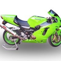 Scarico compatibile con Kawasaki ZX-12R 2000-2006, Inox Tondo, Silenziatore di scarico omologato, con flangia specifica, con db killer estraibile