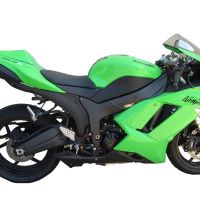 Scarico compatibile con Kawasaki Zx-6R 2005-2006, Tiburon Titanium, Scarico omologato, silenziatore con db killer estraibile e raccordo specifico