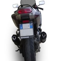 Scarico compatibile con Kawasaki Zzr 600 2002-2006, Furore Nero, Coppia di terminali di scarico omologati, forniti con db killer removibili e raccordi specifici