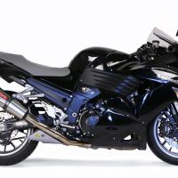Scarico compatibile con Kawasaki Zzr 1400 2006-2007, Gpe Ann. titanium, Coppia di terminali di scarico omologati, forniti con db killer removibili e raccordi specifici