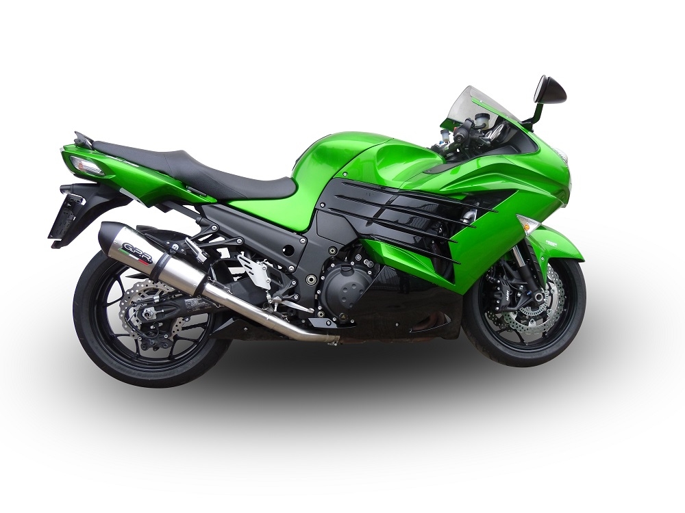 Scarico compatibile con Kawasaki Zzr 1400 2012-2016, Gpe Ann. titanium, Coppia di terminali di scarico omologati, forniti con db killer removibili e raccordi specifici