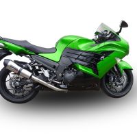 Scarico compatibile con Kawasaki Zzr 1400 2012-2016, Gpe Ann. titanium, Coppia di terminali di scarico omologati, forniti con db killer removibili e raccordi specifici