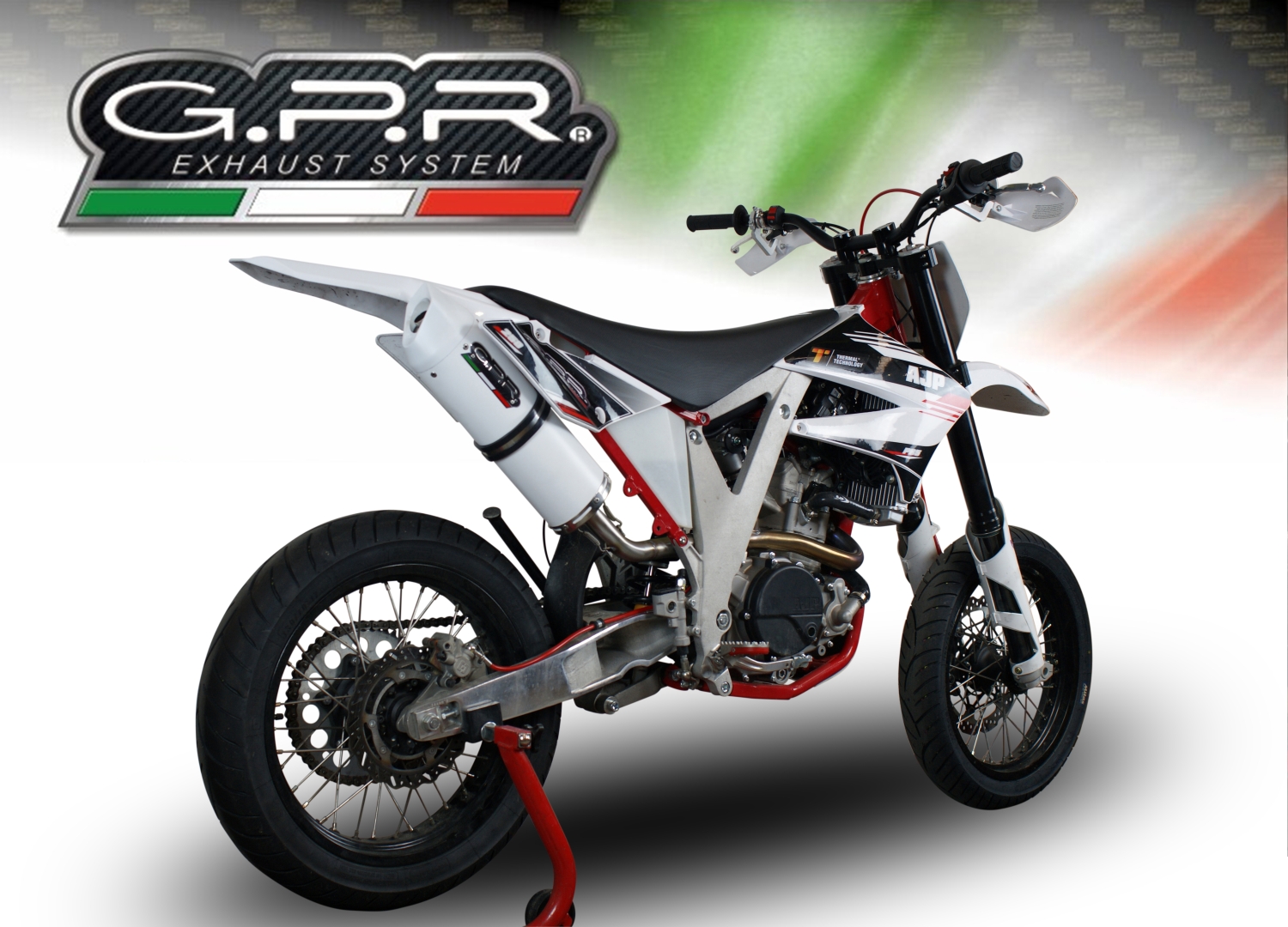 Scarico compatibile con Ajp PR 5 2015-2018, Albus Ceramic, Scarico omologato, silenziatore con db killer estraibile e raccordo specifico