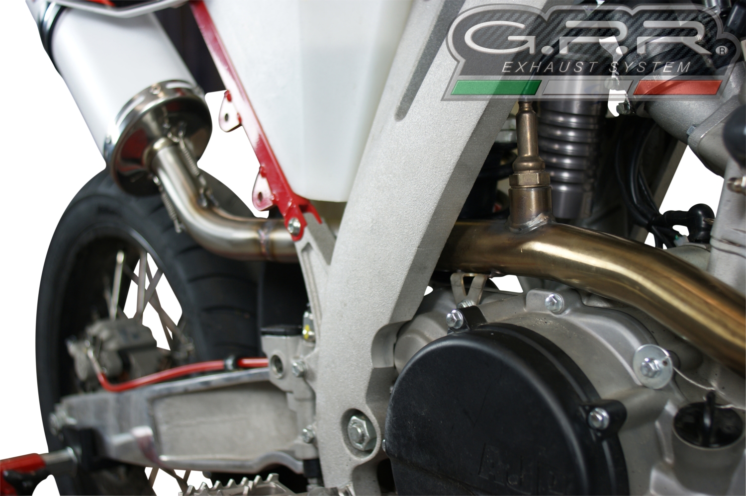 Scarico compatibile con Ajp PR 5 2015-2018, Albus Ceramic, Scarico omologato, silenziatore con db killer estraibile e raccordo specifico