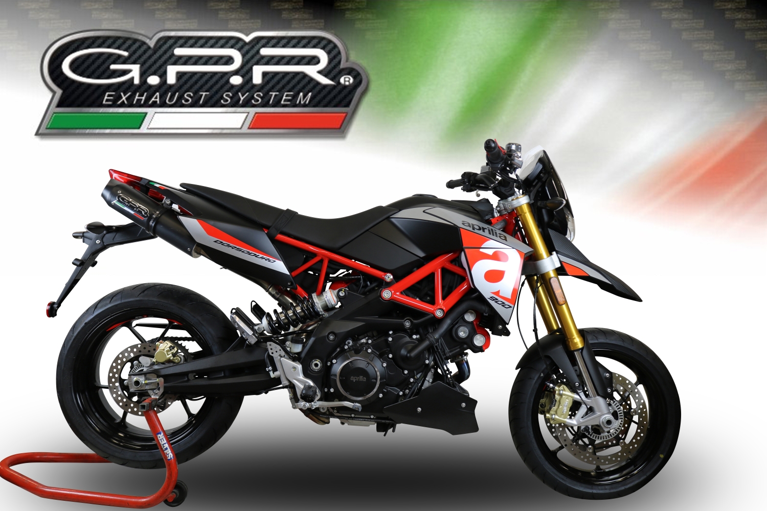 Scarico GPR compatibile con  Aprilia Dorsoduro 900 2017-2020, Furore Evo4 Nero, Coppia di terminali di scarico omologati, forniti con db killer removibili e raccordi specifici