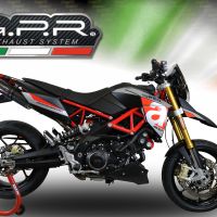 Exhaust system compatible with Aprilia Dorsoduro 750 2008-2016, Furore Poppy, Dual Homologated legal slip-on exhaust including removable db killers and link pipes 
