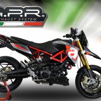 Scarico compatibile con Aprilia Dorsoduro 750 2008-2016, Furore Nero, Coppia di silenziatori di scarico racing, con raccordo, articolo senza omologazione